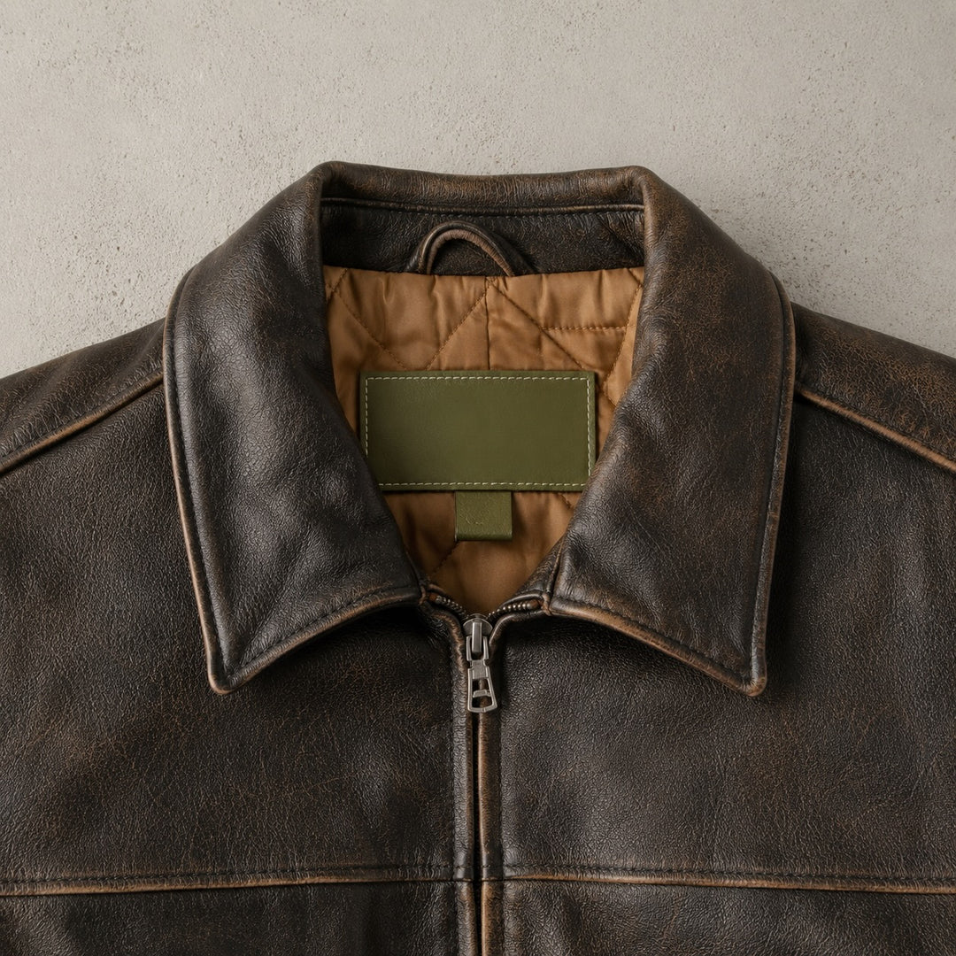 Distressed Brown Leather Jacket