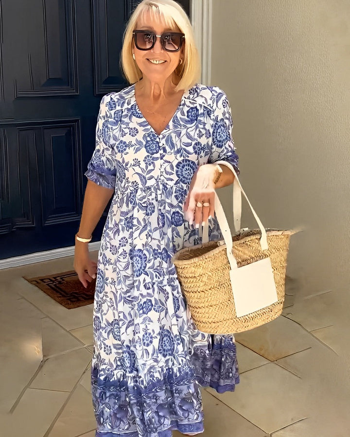 Floral Maxi Dress with V-Neck for Women