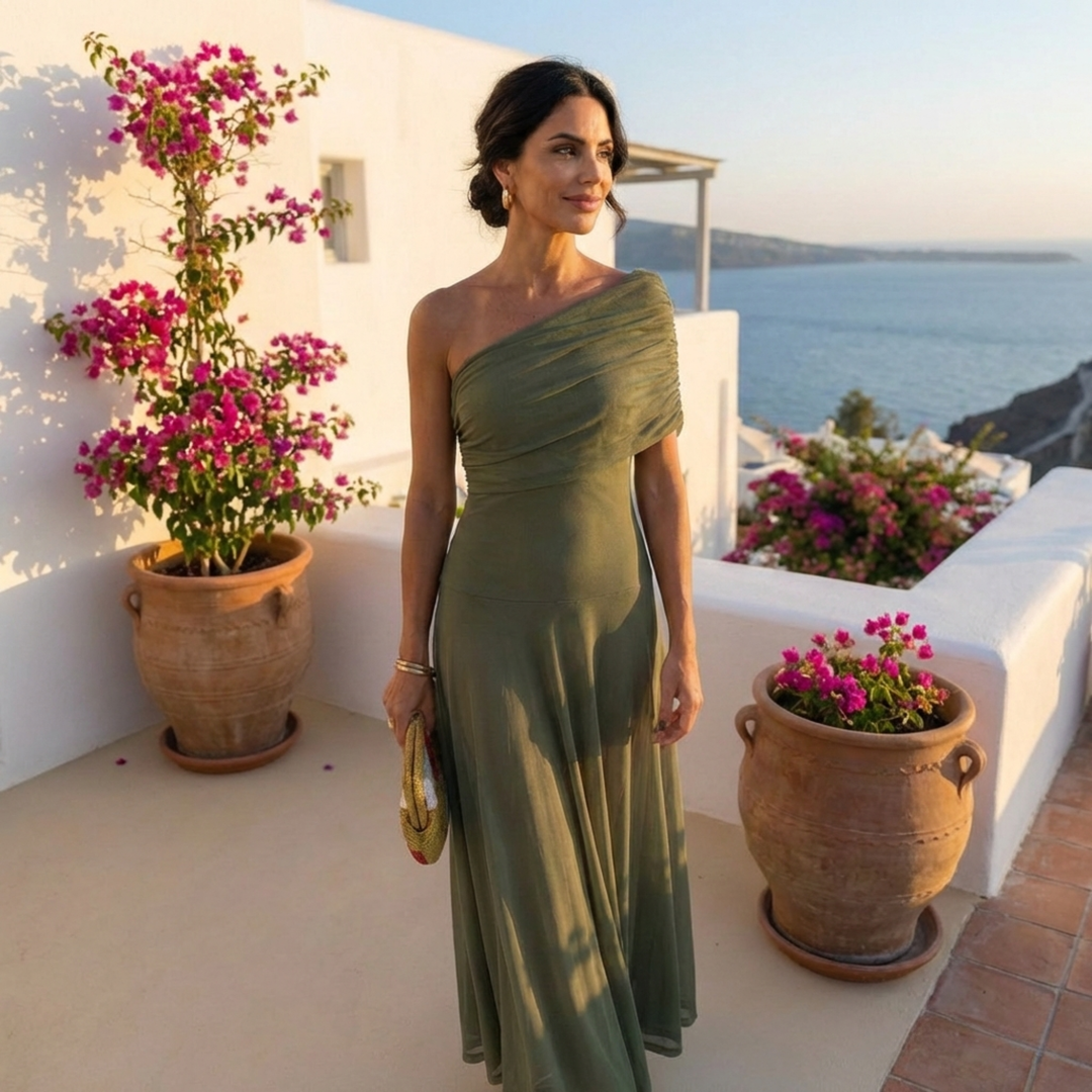 Flowing Wide Leg Maxi Dress with Elegant Feminine Silhouette