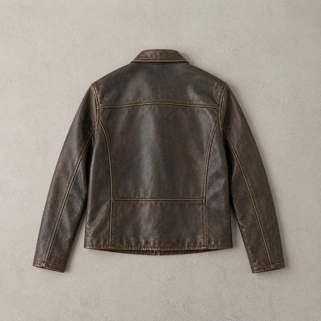 Distressed Brown Leather Jacket