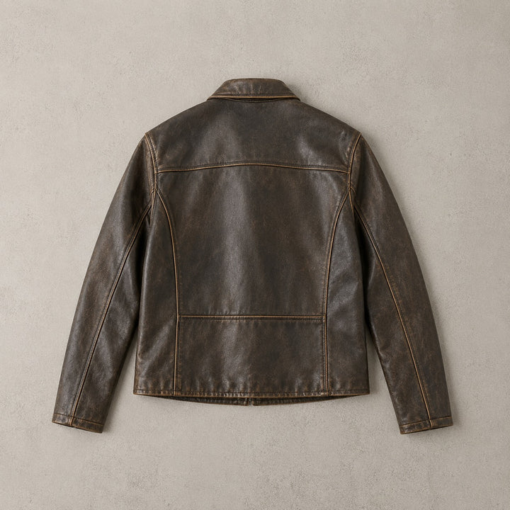 Distressed Brown Leather Jacket