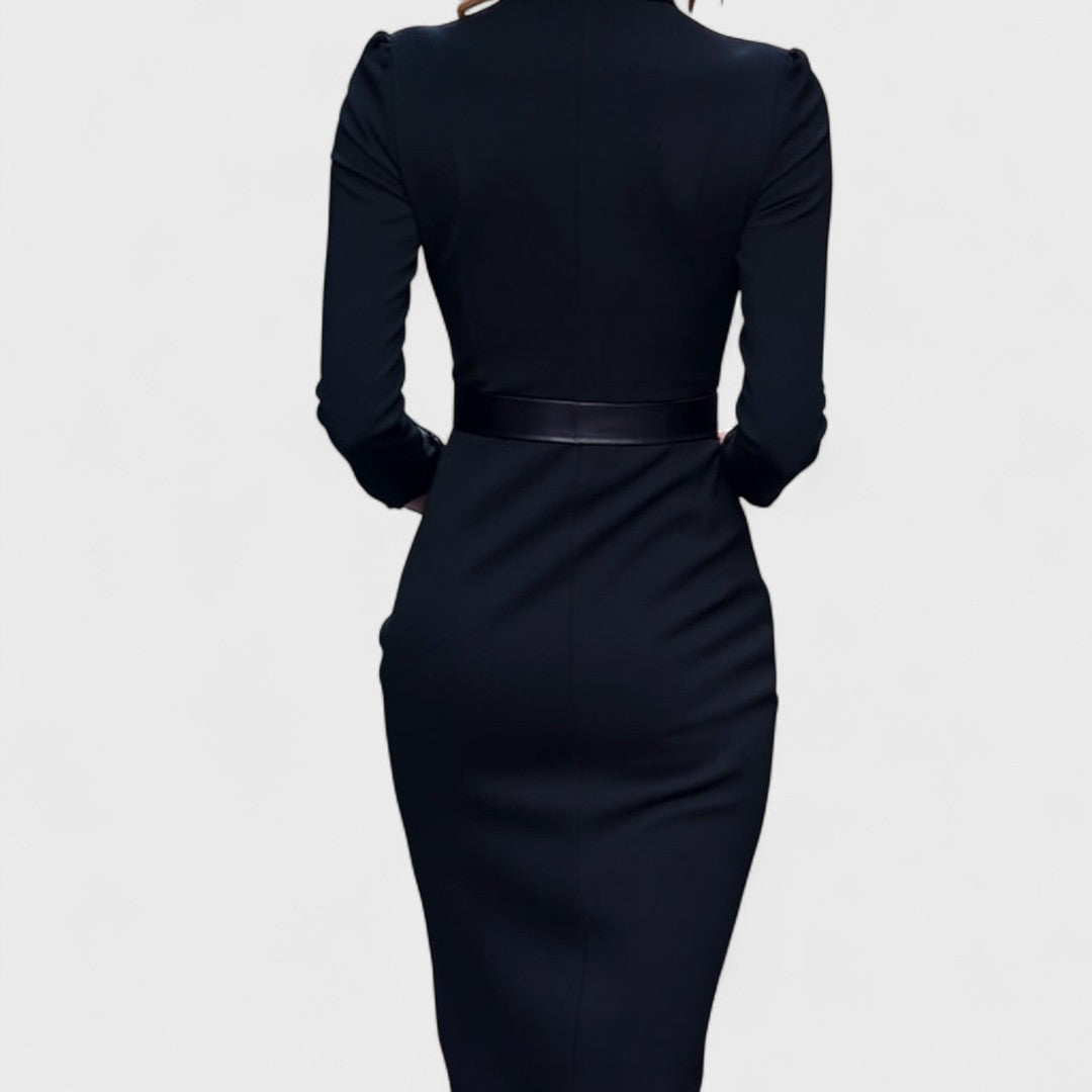 Lunori™ | Mandarin Luxe – Maxi dress with belt