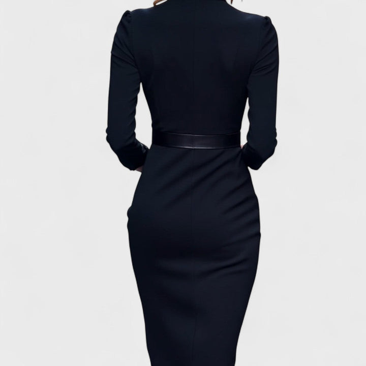 Lunori™ | Mandarin Luxe – Maxi dress with belt