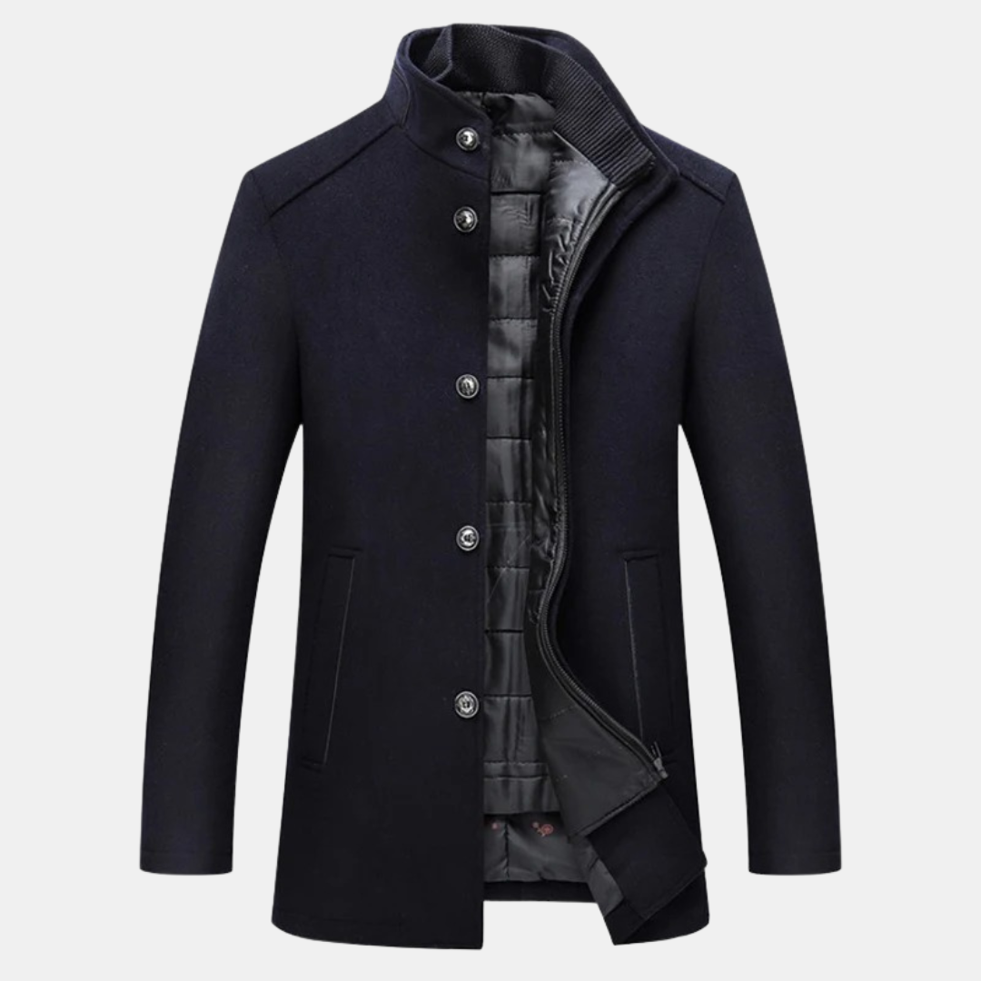 Hampus | Men's Wool Coat with Stand-Up Collar