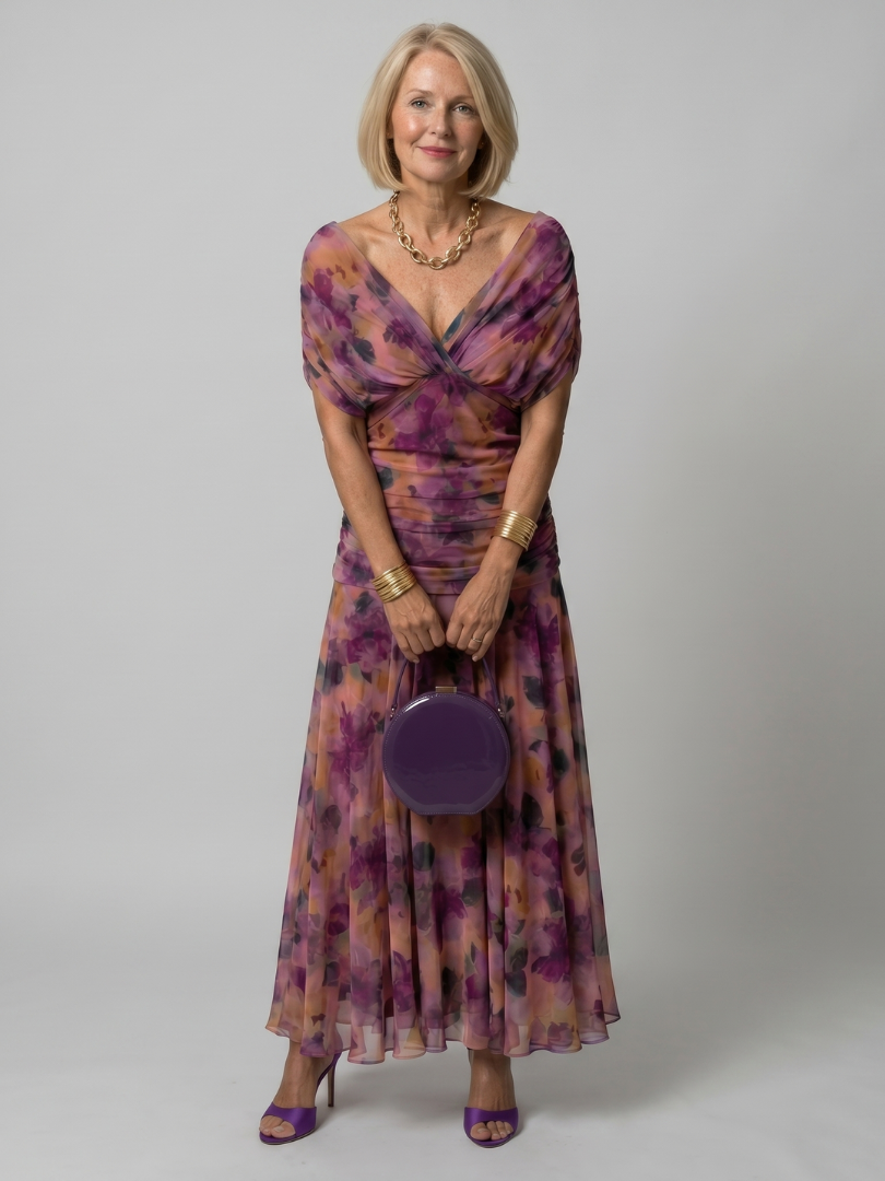 Violet & Grace™ | Off Shoulder Flow Midi Dress