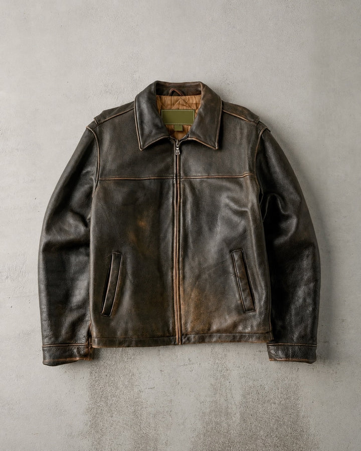 Distressed Brown Leather Jacket