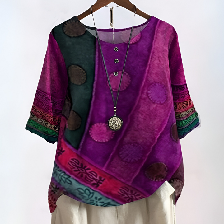 Demi - Casual Effortless Style Relaxed Fit Boho Shirt