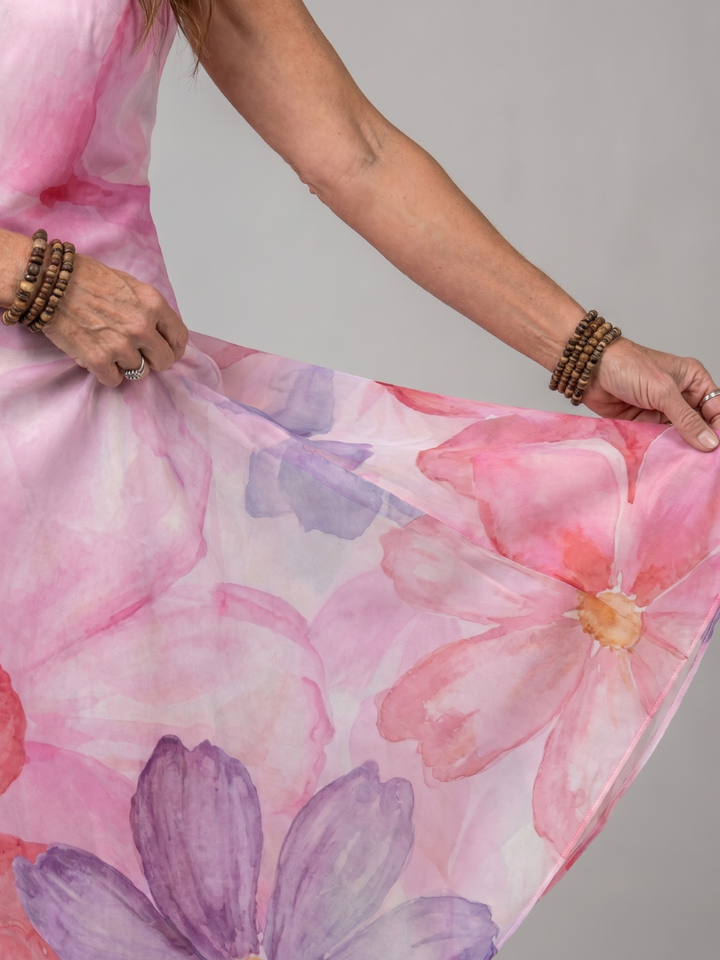 Nemen | Watercolor Flower Sleeveless Flowing Midi Dress