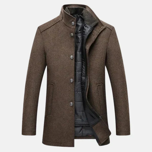 Hampus | Men's Wool Coat with Stand-Up Collar
