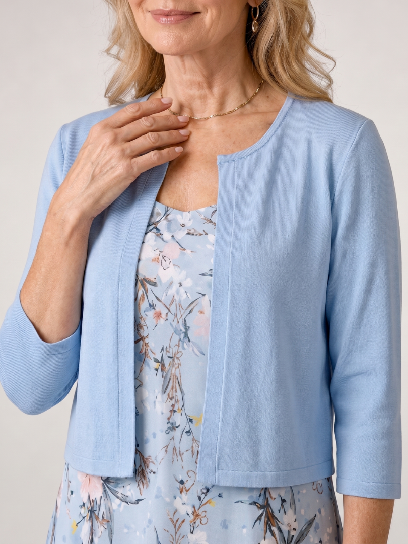 Celeste | Floral Print Sleeveless Cropped Jacket Midi Dress