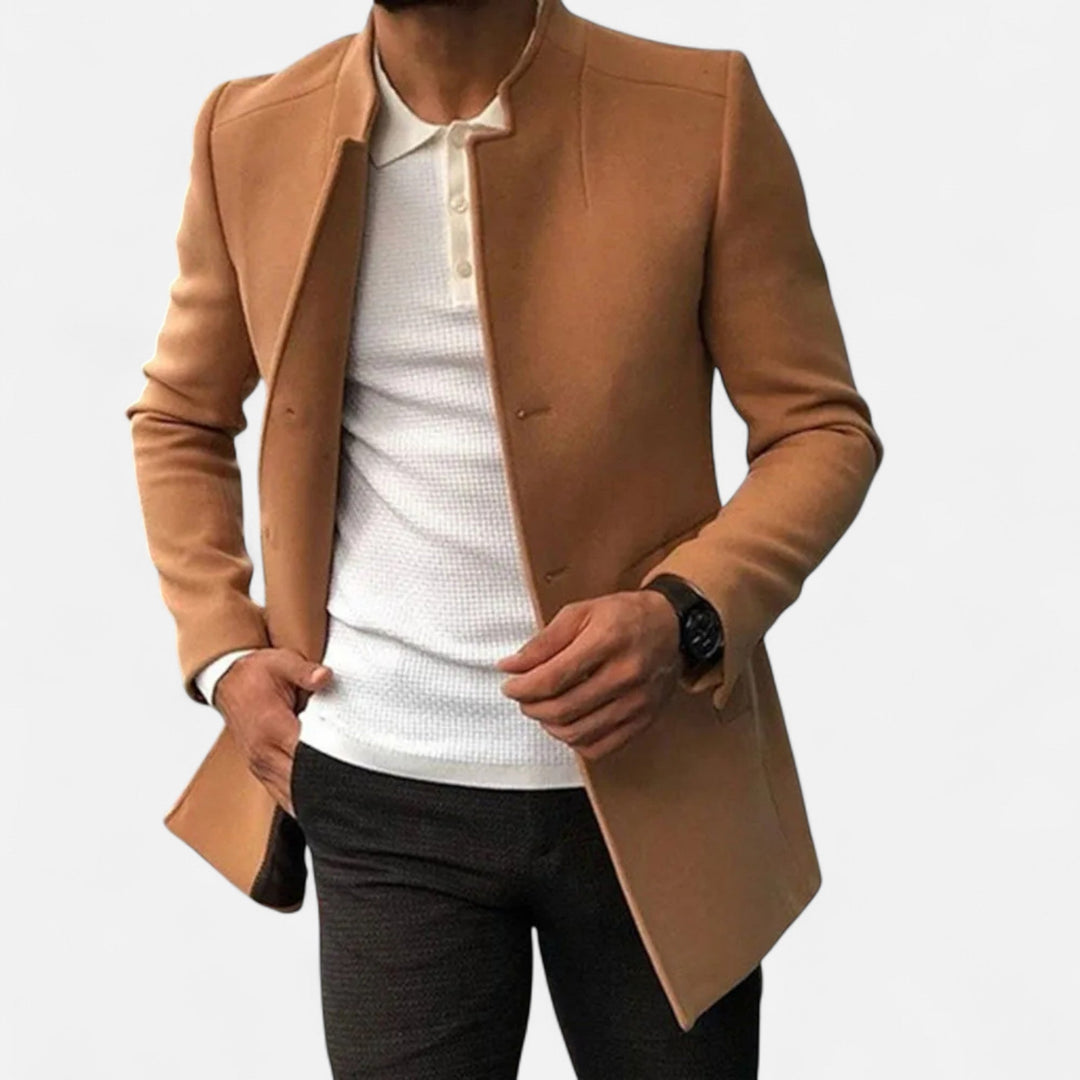 Roselains | Men’s Tailored Coat – Classic Solid Comfort