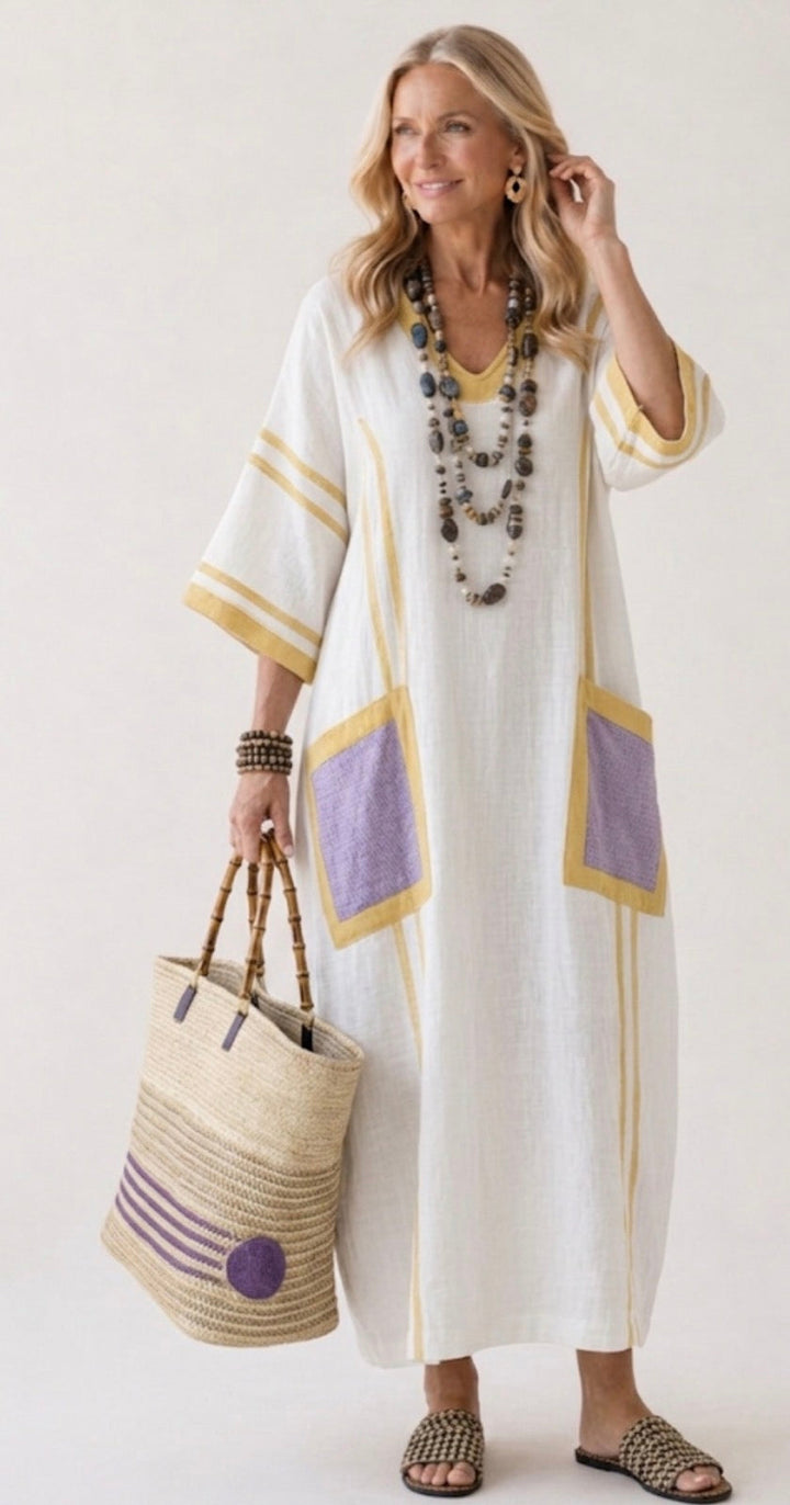 Zafira | V Neck Short Sleeve Pocket Maxi Dress