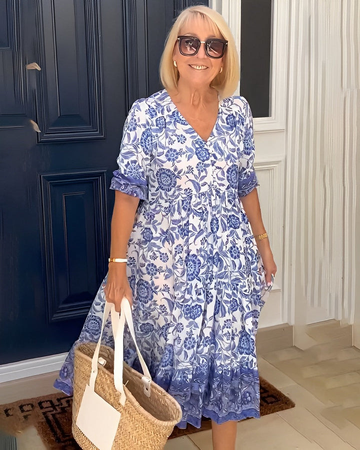 Floral Maxi Dress with V-Neck for Women