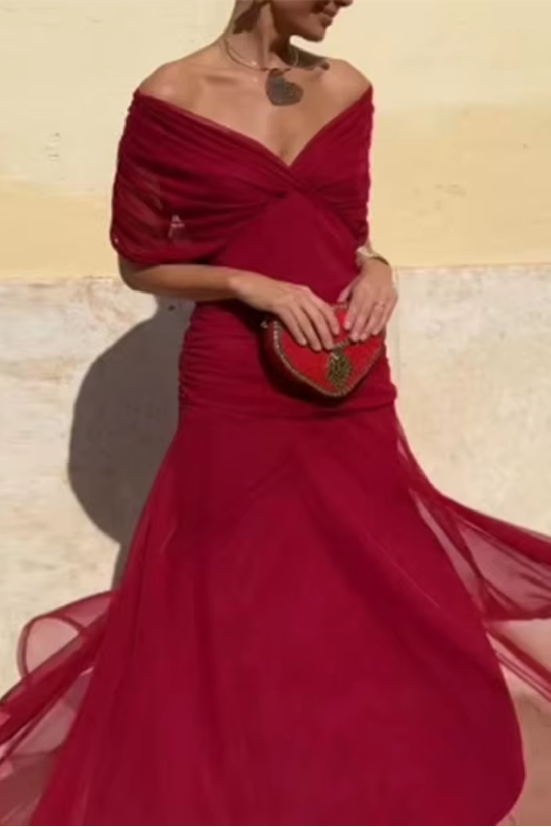 Elegant V-Neck Maxi Dress with Pleated Waist for Women