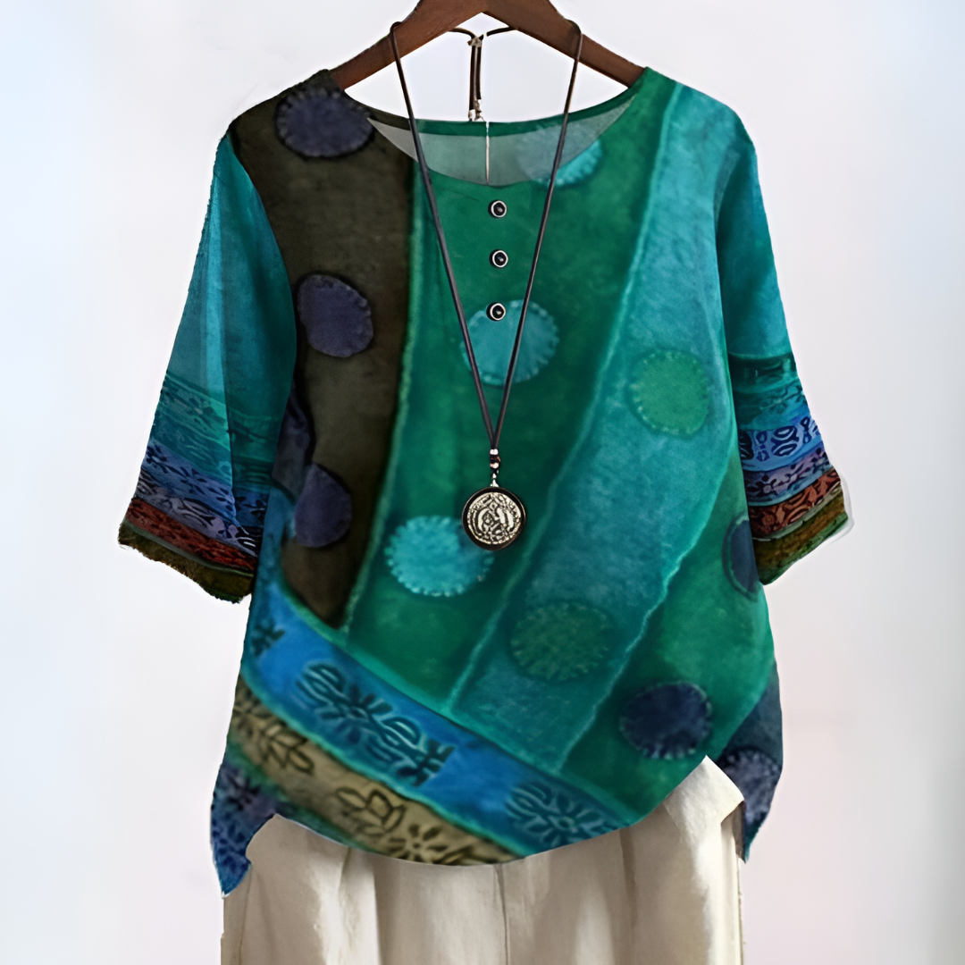 Demi - Casual Effortless Style Relaxed Fit Boho Shirt