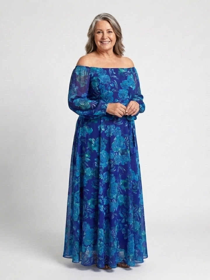 Violet & Grace™ | Off Shoulder Floral Maxi Dress