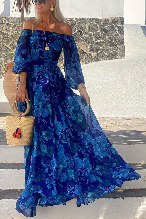 Off Shoulder Maxi Dress - Floral Print Summer Dress for Women