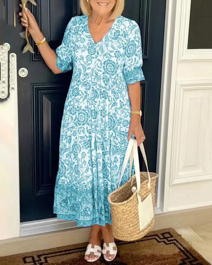 Floral Maxi Dress with V-Neck for Women