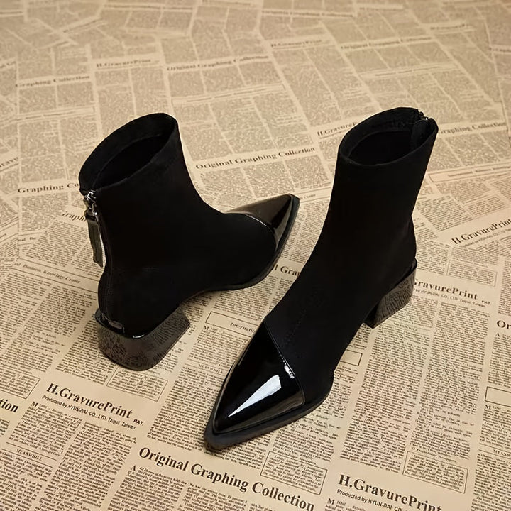 Fryderyka | Retro women's brown ankle boots with a medium heel