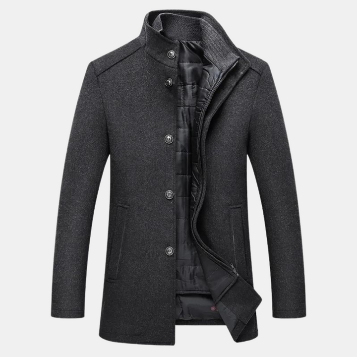 Hampus | Men's Wool Coat with Stand-Up Collar