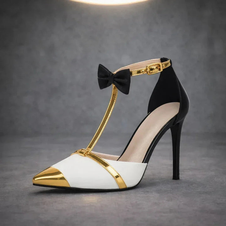 Stiletto Heels for Women - Leather Bow Ankle Strap Dress Shoes