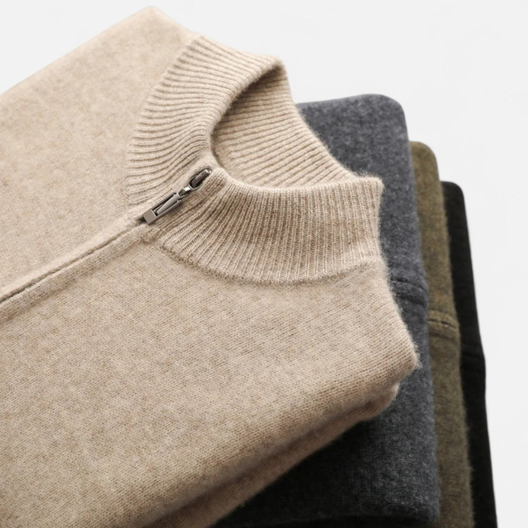Roselains | Men’s Merino Wool Zip Sweater