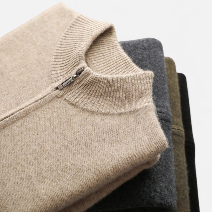 Roselains | Men’s Merino Wool Zip Sweater