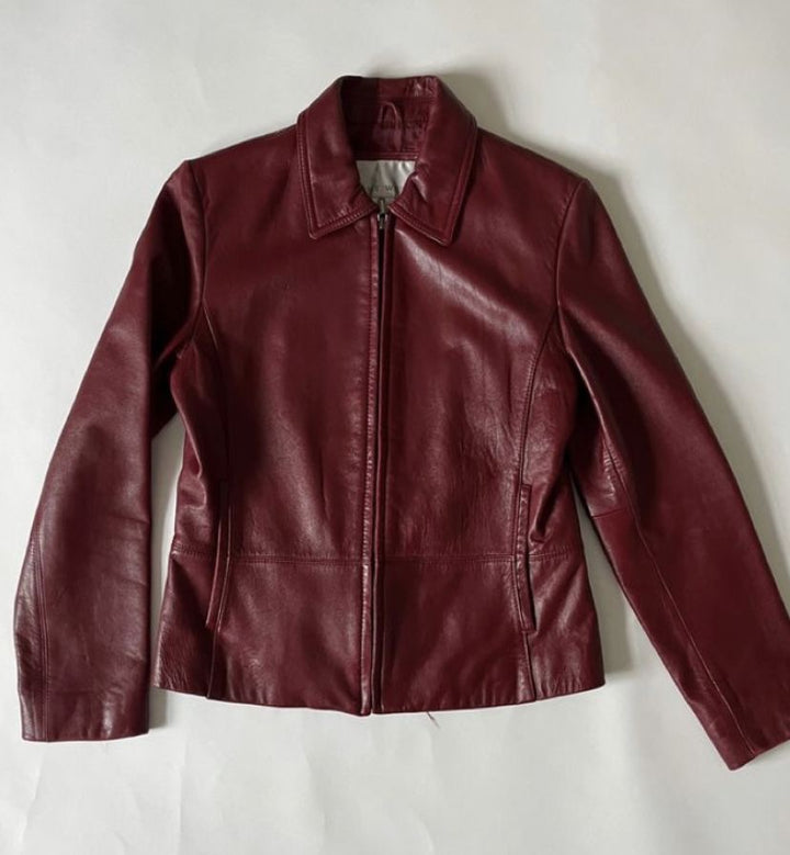 Slim Fit Red Leather Jacket