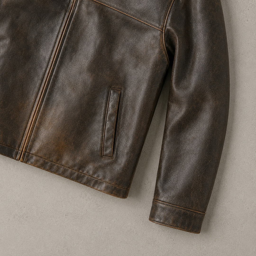 Distressed Brown Leather Jacket