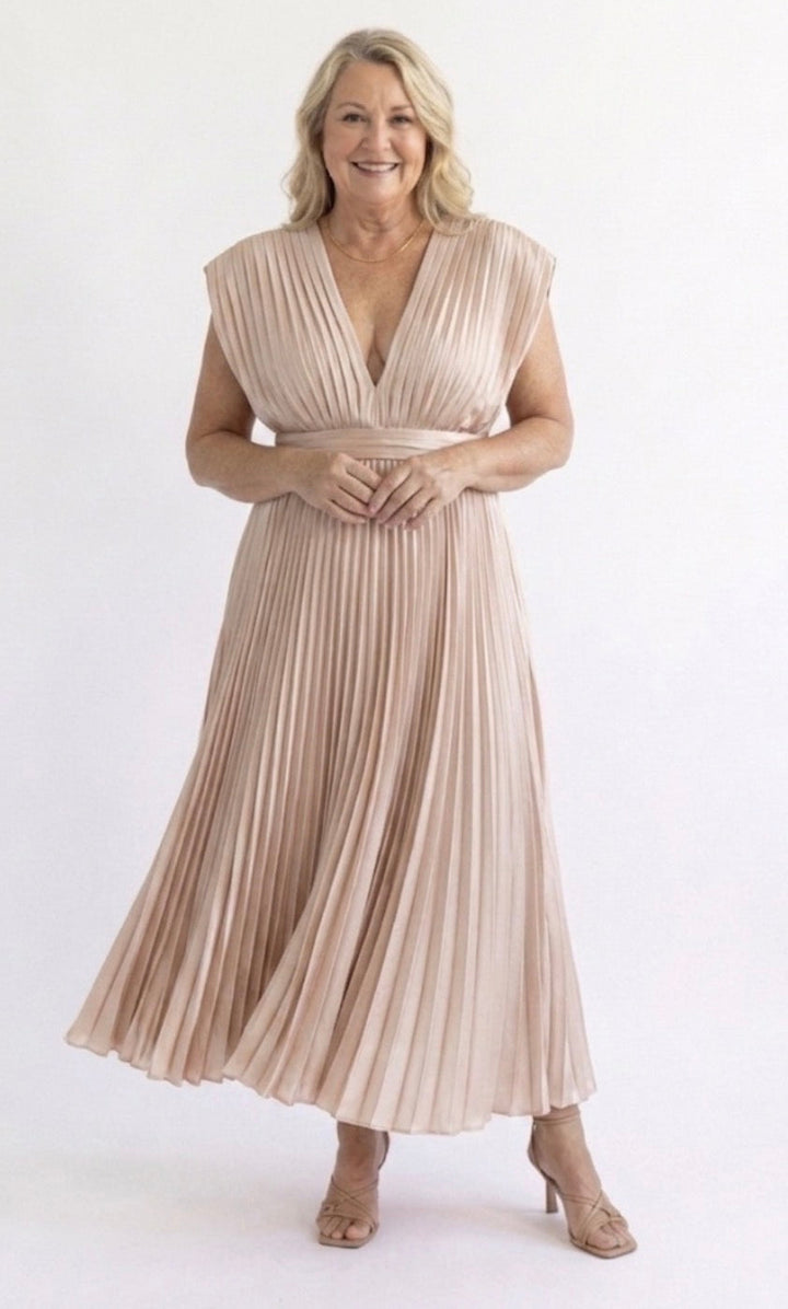 Violet & Grace™ | Timeless Pleated Midi Dress
