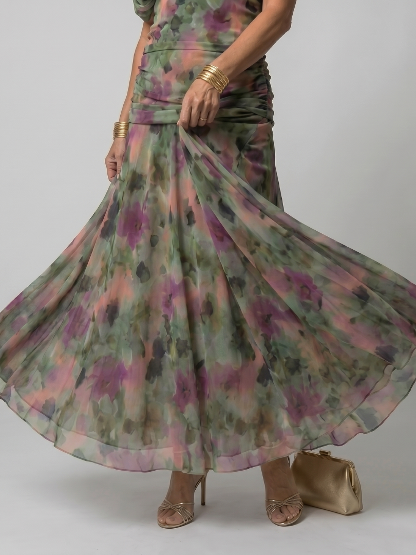 Violet & Grace™ | Off Shoulder Flow Midi Dress