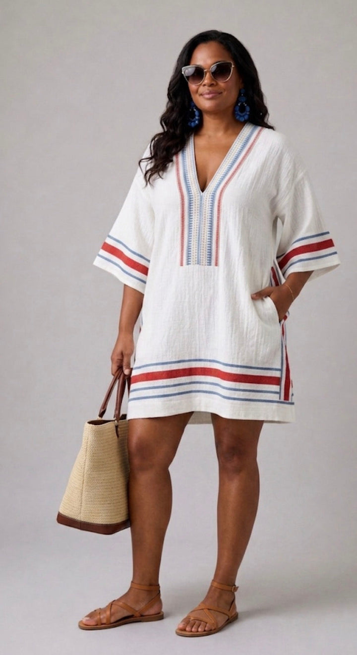 Lysandra | V Neck Half Sleeve Knee Length Dress