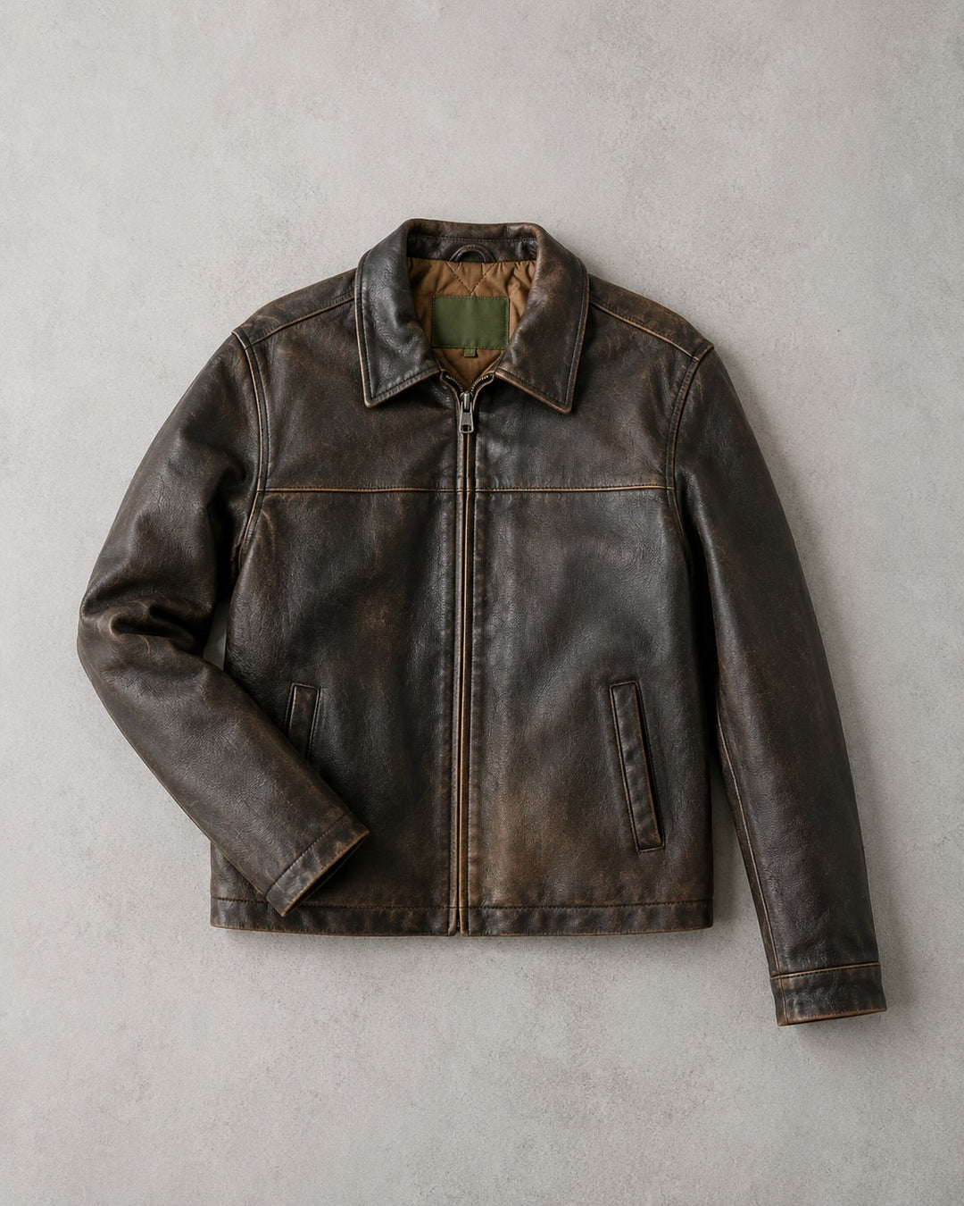 Distressed Brown Leather Jacket