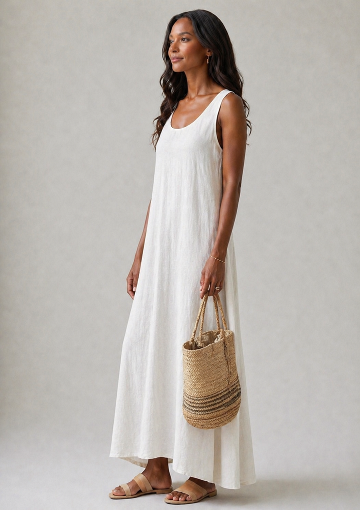 Ismera | Sleeveless Round Neck Relaxed Midi Dress
