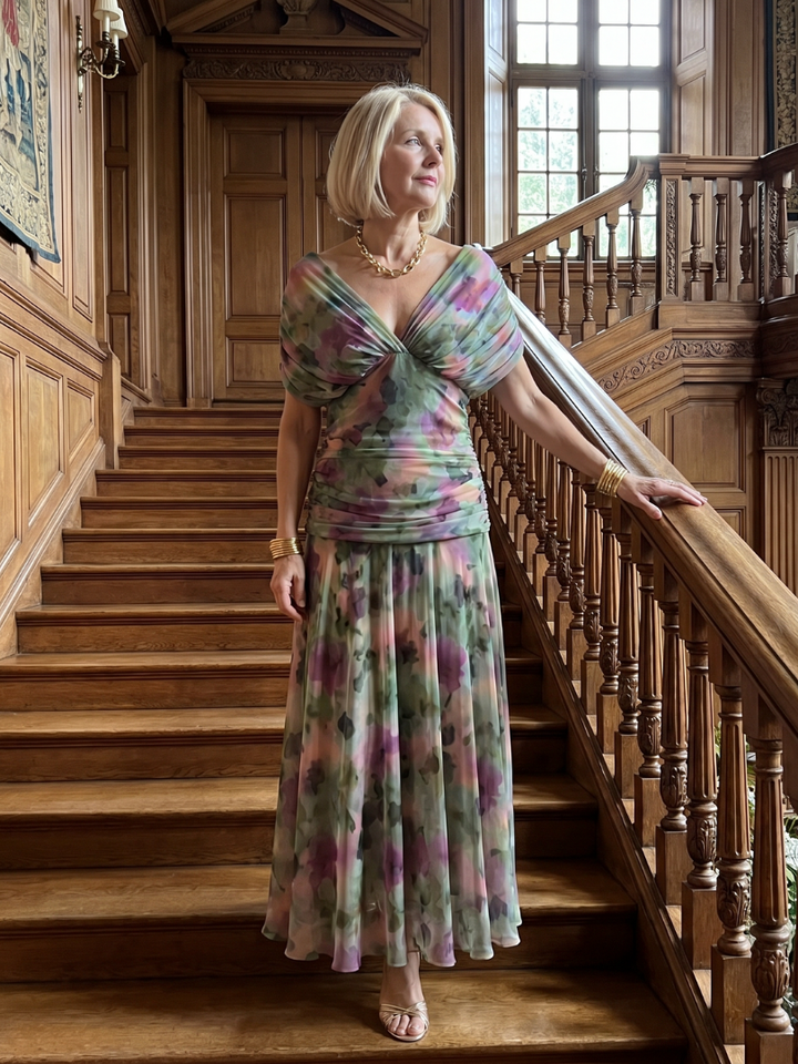 Violet & Grace™ | Off Shoulder Flow Midi Dress