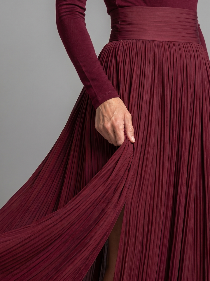 Lana | Long Sleeve Turtleneck Defined Waist Midi Dress