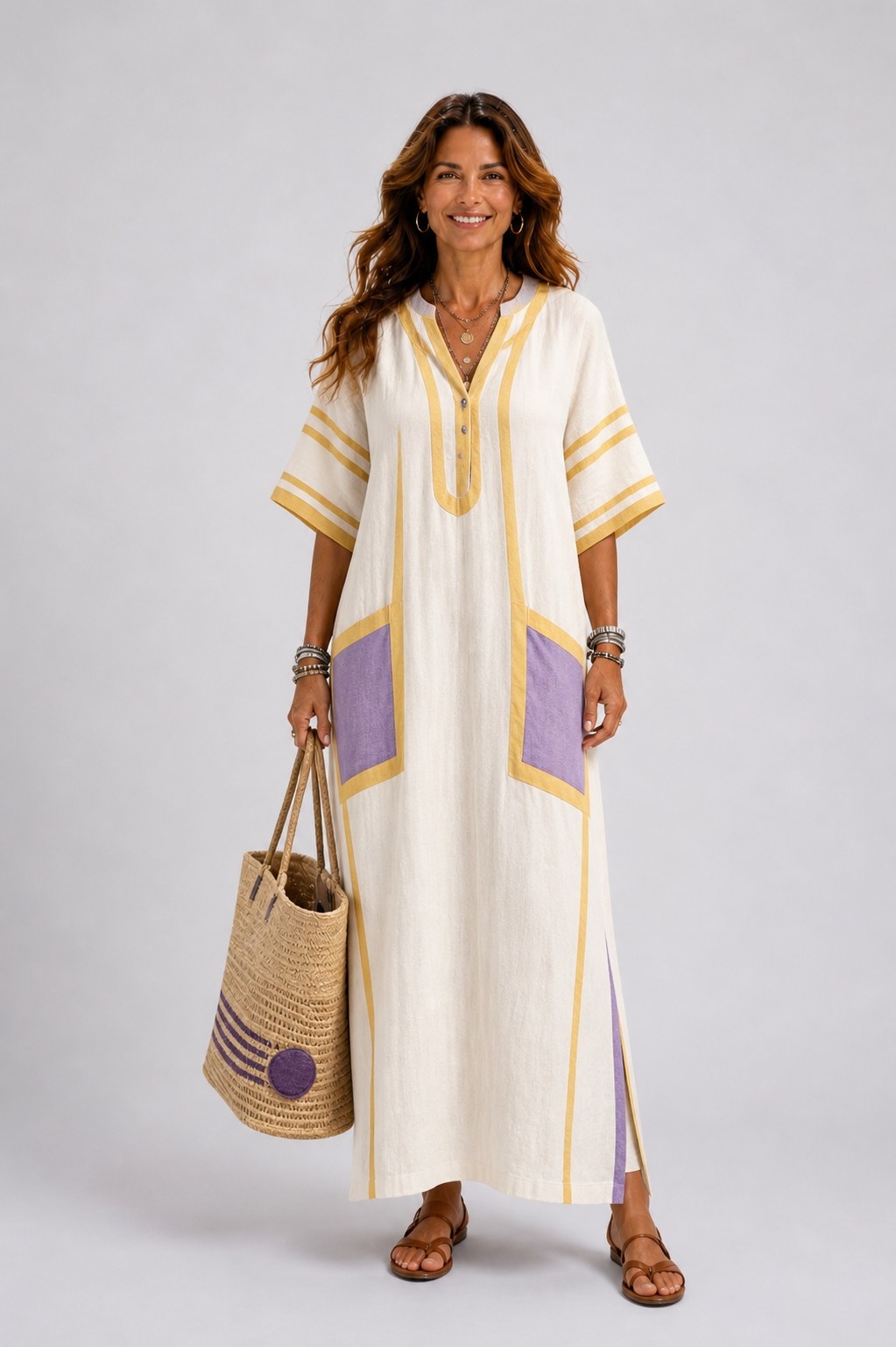 Zafira | V Neck Short Sleeve Pocket Maxi Dress
