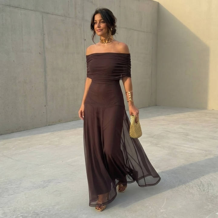 Flowing Wide Leg Maxi Dress with Elegant Feminine Silhouette