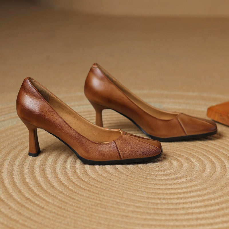 Alouette | Leather Square-Toe Pumps