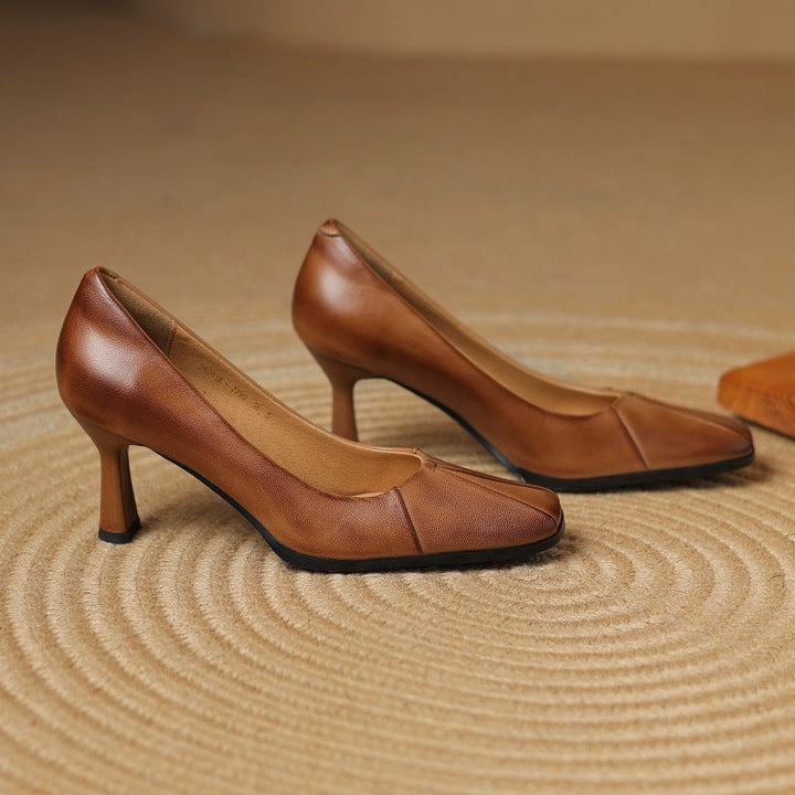 Alouette | Leather Square-Toe Pumps