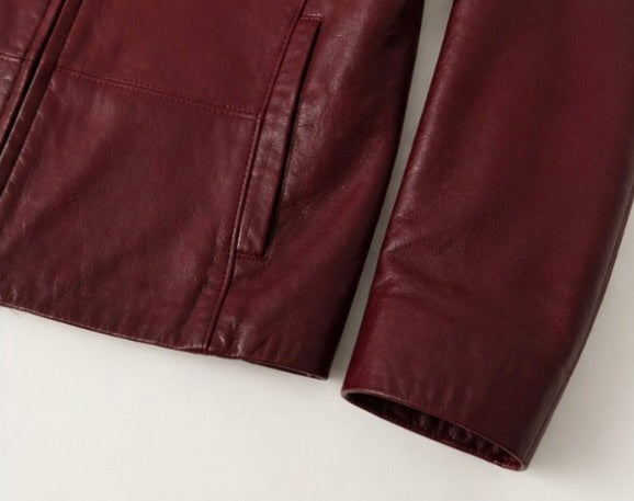 Slim Fit Red Leather Jacket