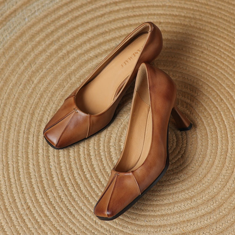 Alouette | Leather Square-Toe Pumps