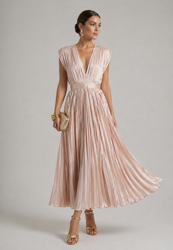 Violet & Grace™ | Timeless Pleated Midi Dress