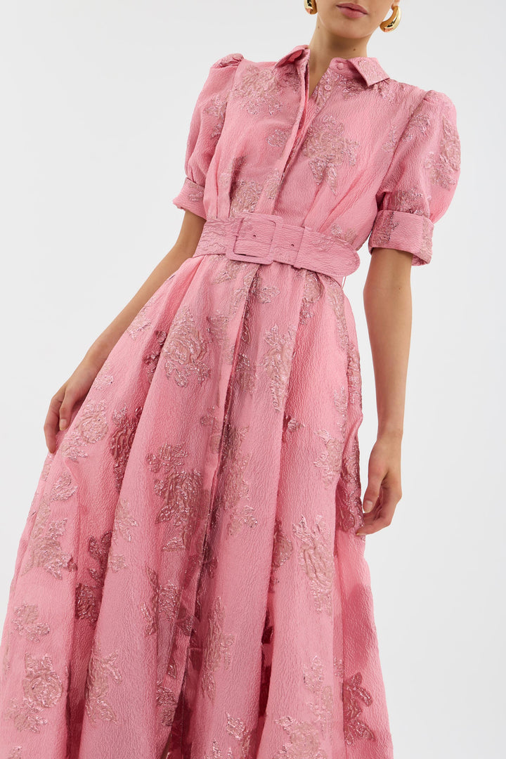Floral Maxi Dress for Wedding Guest - Pink Formal Gown