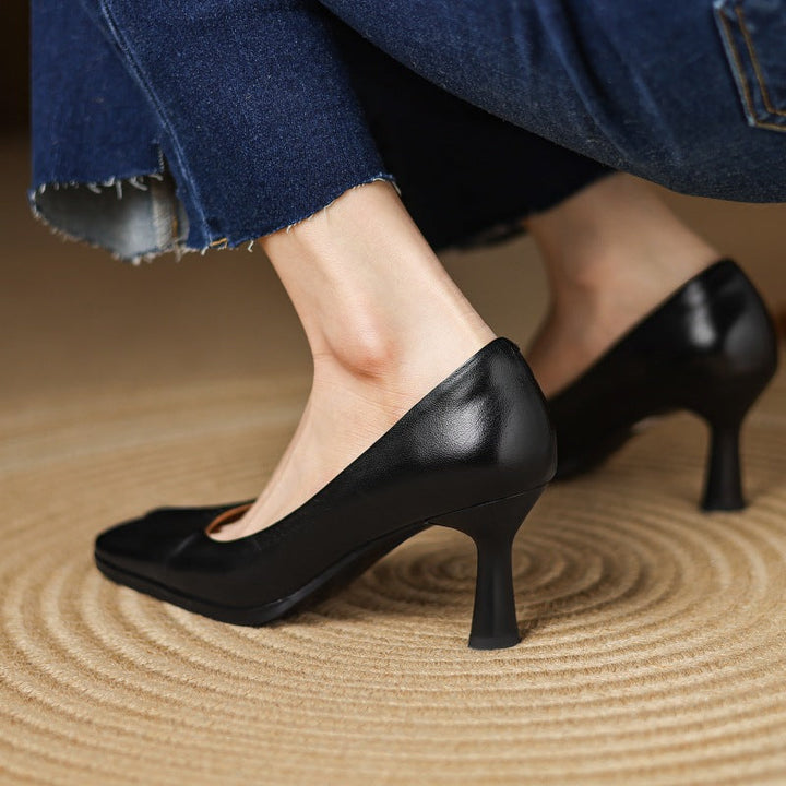 Alouette | Leather Square-Toe Pumps