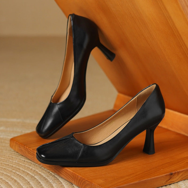 Alouette | Leather Square-Toe Pumps