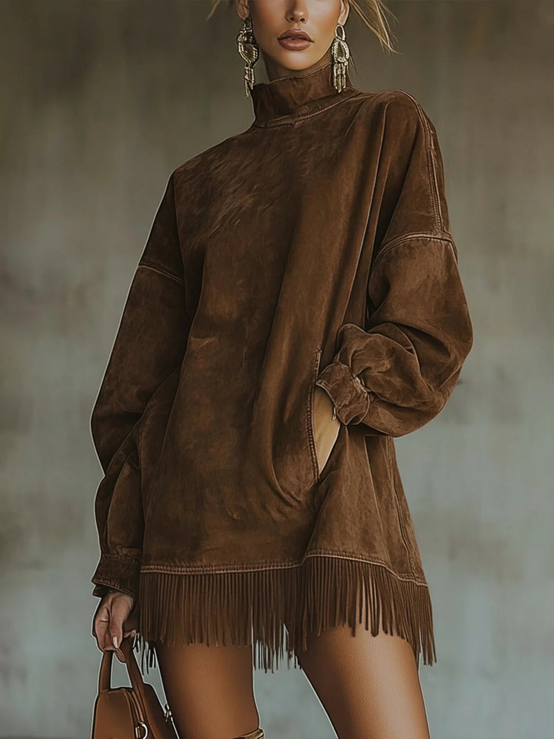 Sheri | comfortable suede dress with tassels