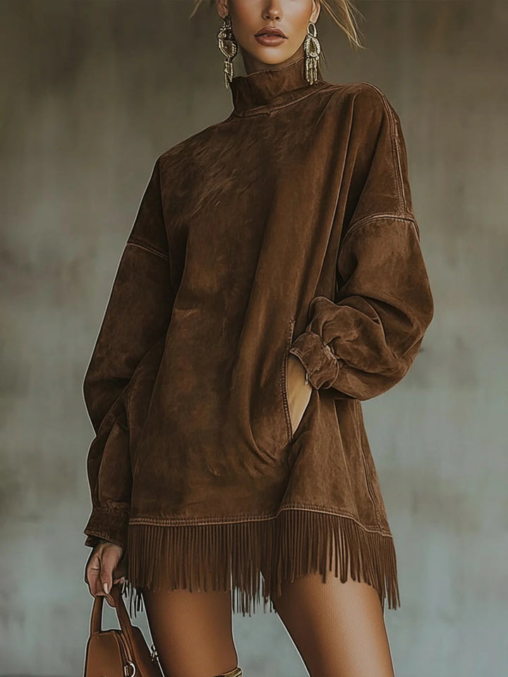 Sheri | comfortable suede dress with tassels
