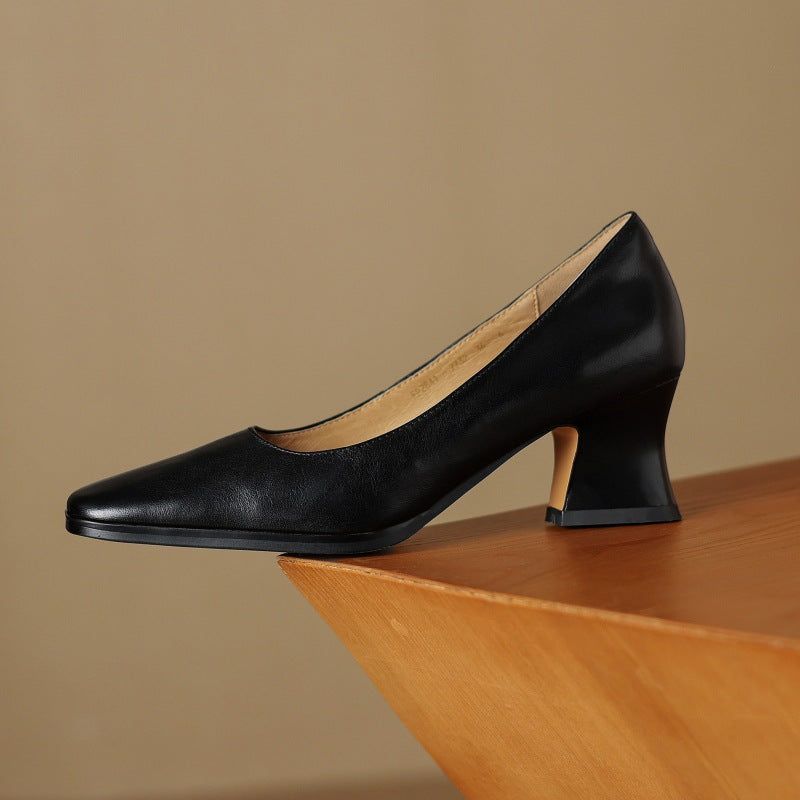 Caelune | Leather Square-Toe Pumps