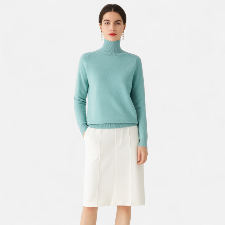 Roselains | Women's Merino Wool & Cashmere Mock-Neck Sweater
